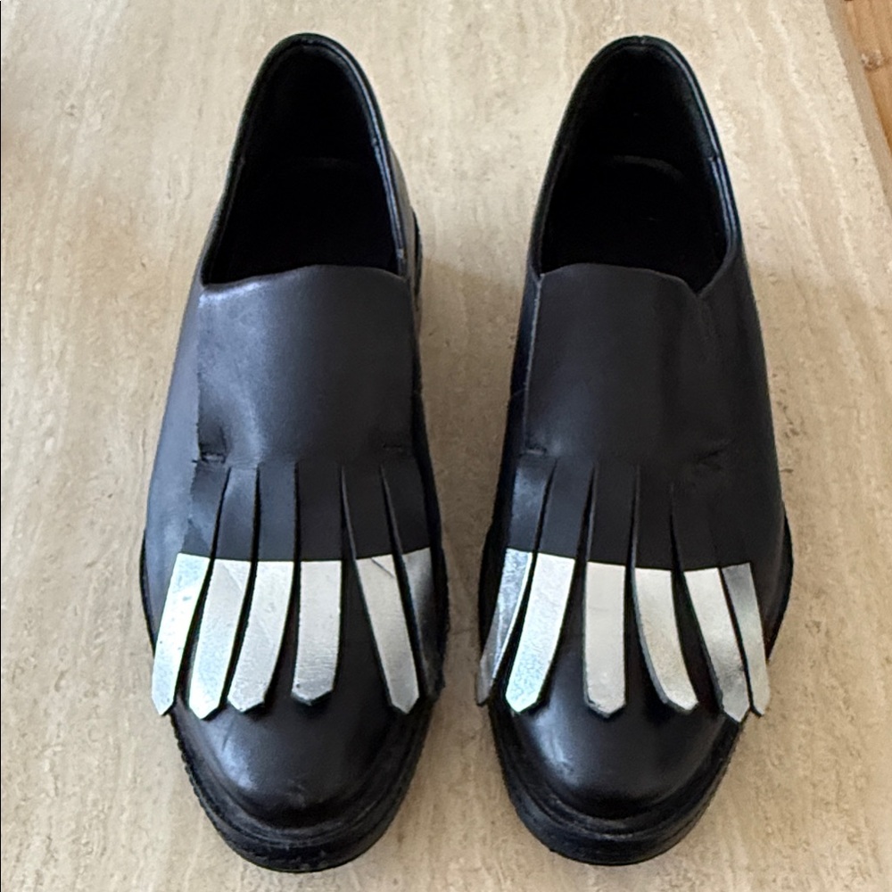 Miista Black and Silver Women's Loafers